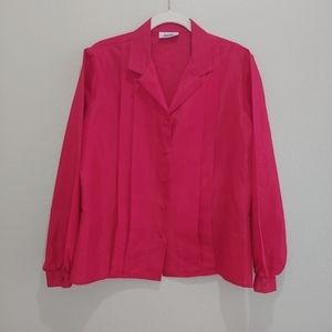 Vintage 1980's Red Blouse - 80s Red Shirt- Work Top - Minimalistic